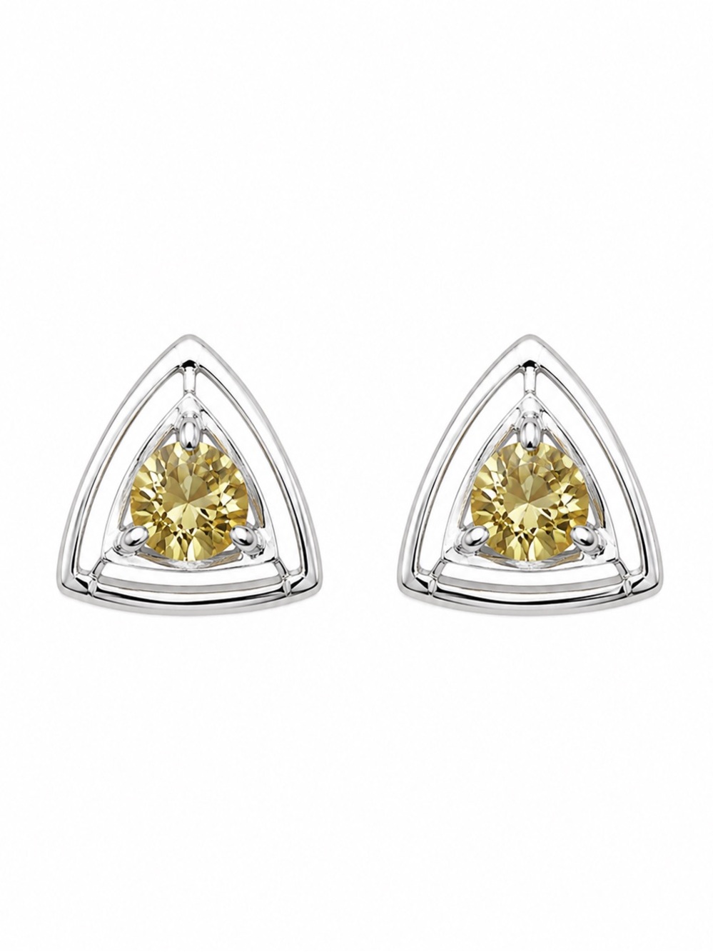 S925 Citrine Trinity Studs